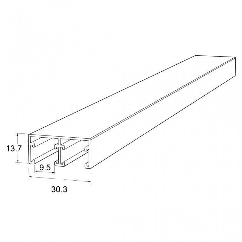 UPPER RAIL WITH BRUSHES 5m / MATT BLACK